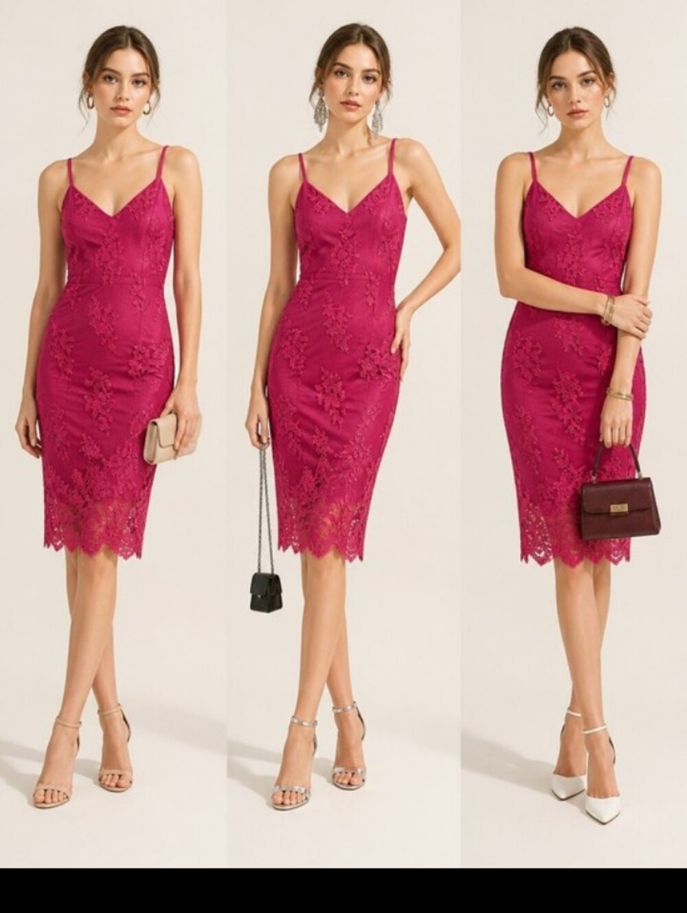 Guess Hot Pink Lace Midi Dress - Picture 8 of 8